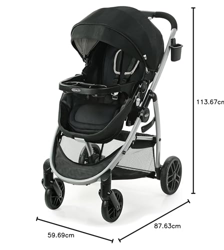 Modes Pramette Stroller, Baby Stroller with True Pram Mode, Reversible Seat, One Hand Fold, Extra Storage, Child Tray, Pierce