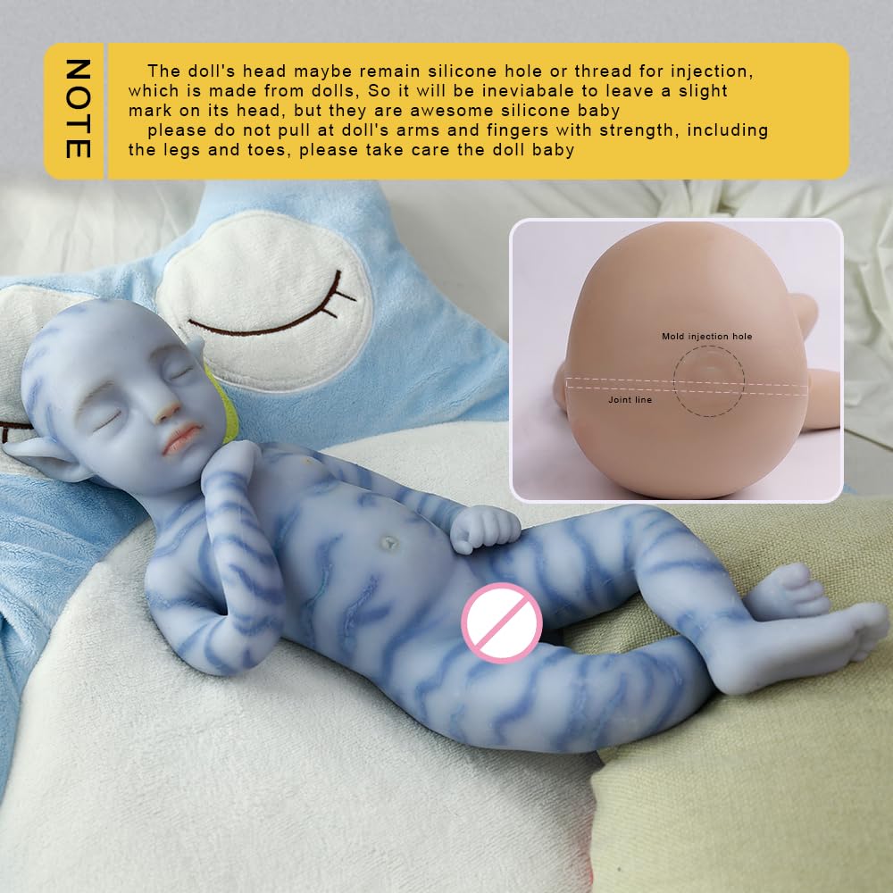 46cm Full Silicone Reborn Baby Doll Blue Avatar Silicone Baby Doll Looks Real Baby Doll (Girl)