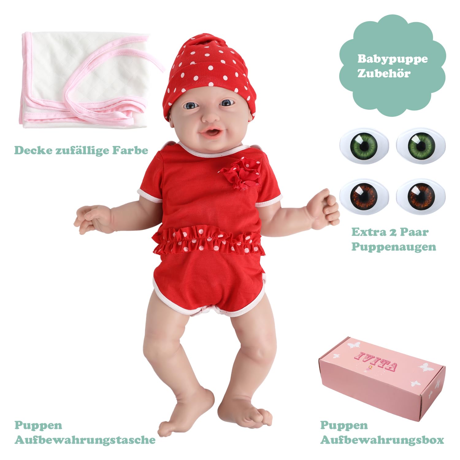 Full Body Silicone Reborn Baby Doll Newborn Baby Doll Open Mouth Handmade Blue Eyes Soft Baby Doll Girl (WG1513-23.2inch-5480g-Girl)