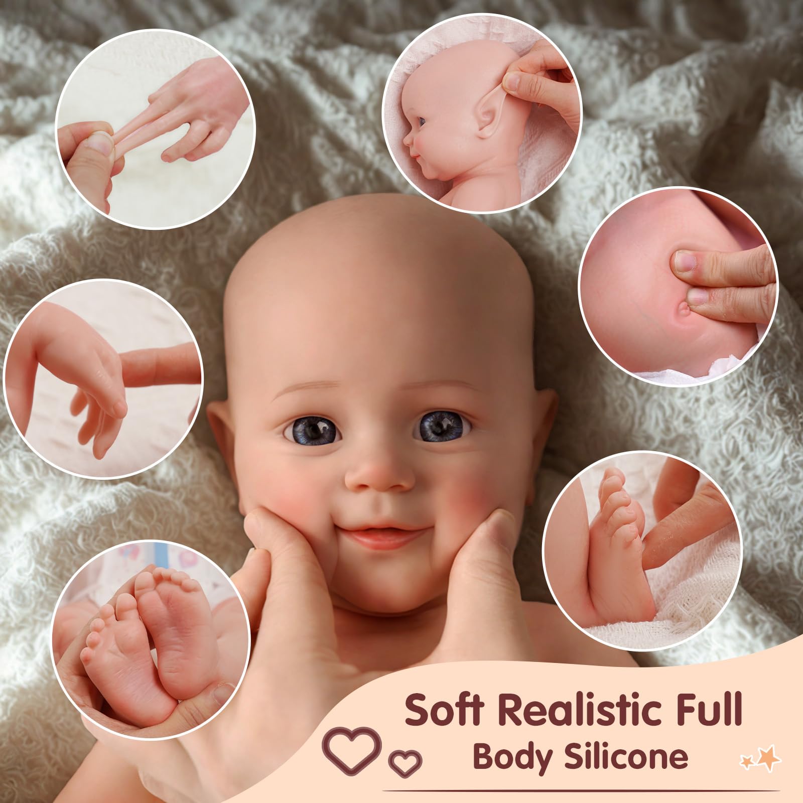 16-Inch Full Platinum Silicone Reborn Doll – Realistic Soft Silicone Baby Doll with Weighted Feel, Lifelike Newborn with Accessories for Gift & Collection