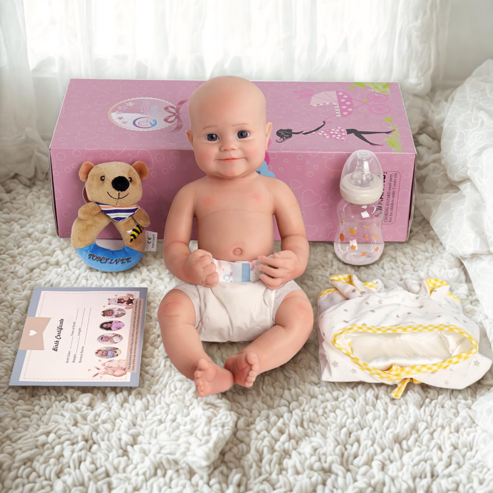 16-Inch Full Platinum Silicone Reborn Doll – Realistic Soft Silicone Baby Doll with Weighted Feel, Lifelike Newborn with Accessories for Gift & Collection