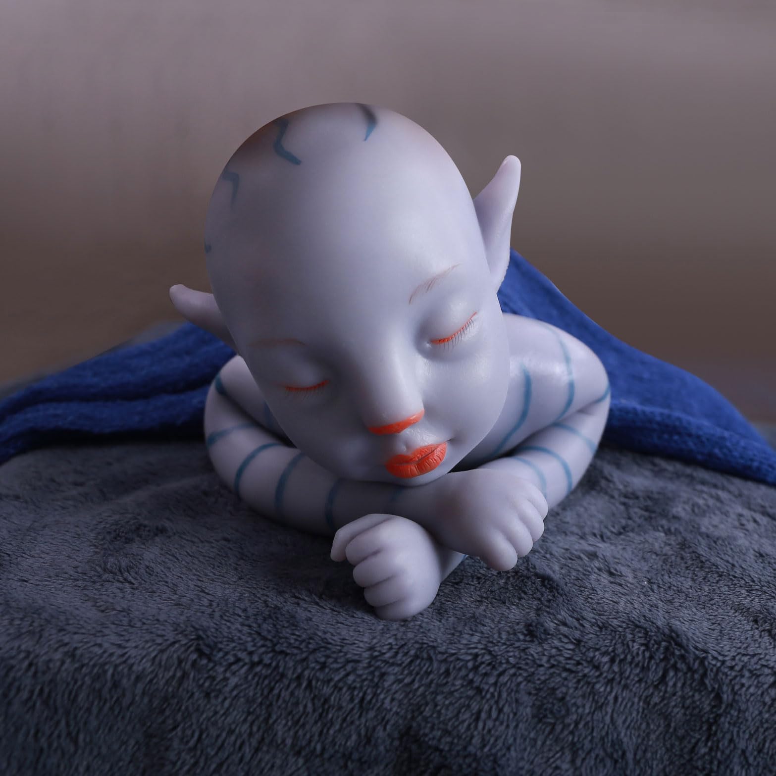 46cm Full Silicone Reborn Baby Doll Blue Avatar Silicone Baby Doll Looks Real Baby Doll (Girl)