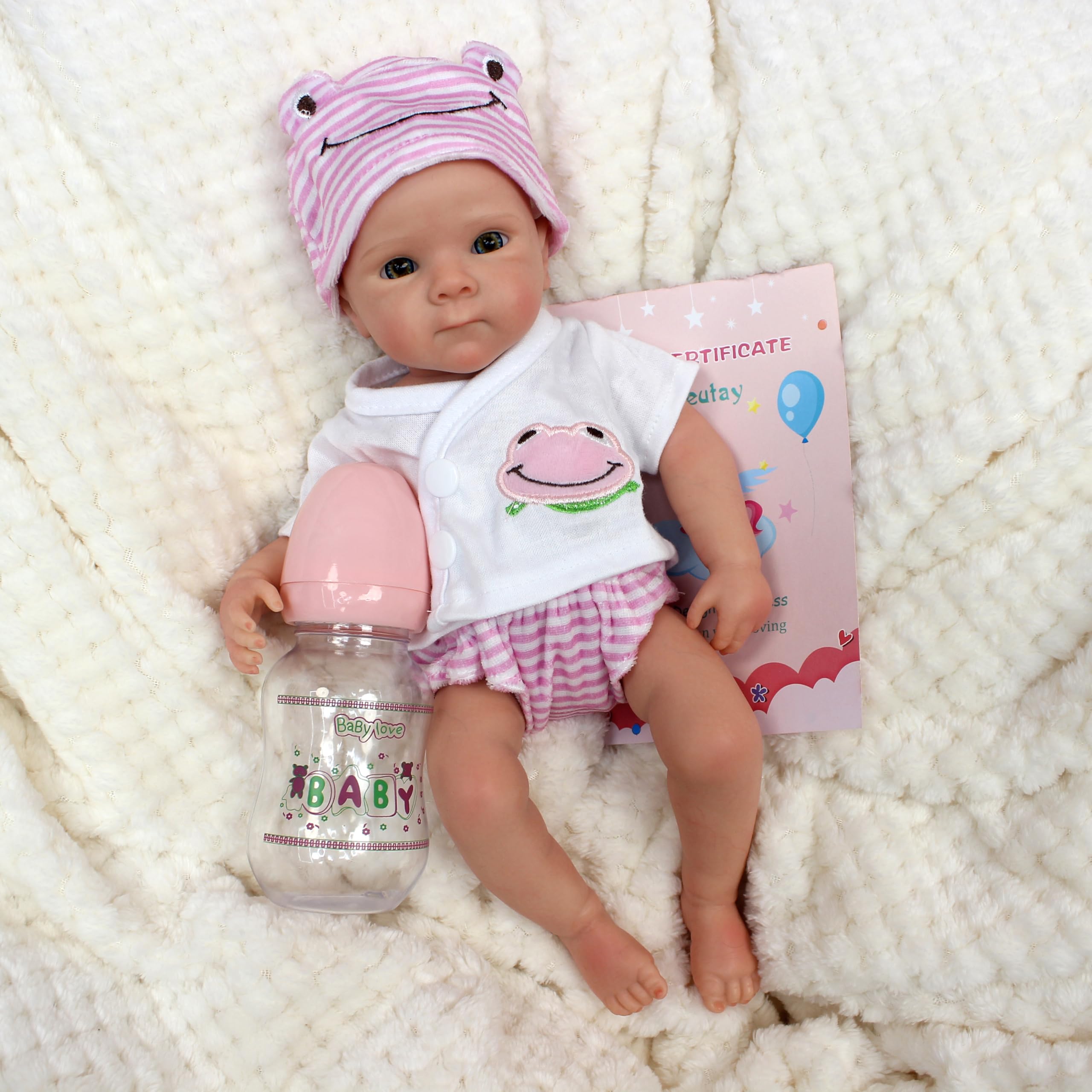 Gileutay 12in/33cm Full Body Silicone Baby Doll Girl Lifelike Reborn Baby Realistic Newborn Dolls That Look Like Real Life Babies