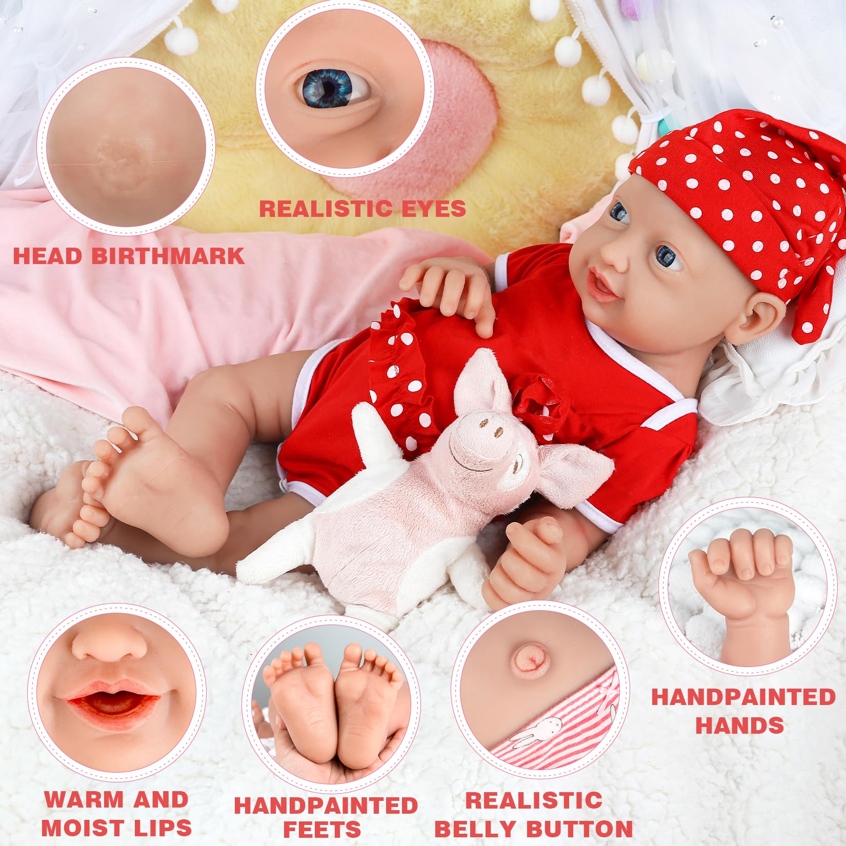 Full Body Silicone Reborn Baby Doll Newborn Baby Doll Open Mouth Handmade Blue Eyes Soft Baby Doll Girl (WG1513-23.2inch-5480g-Girl)