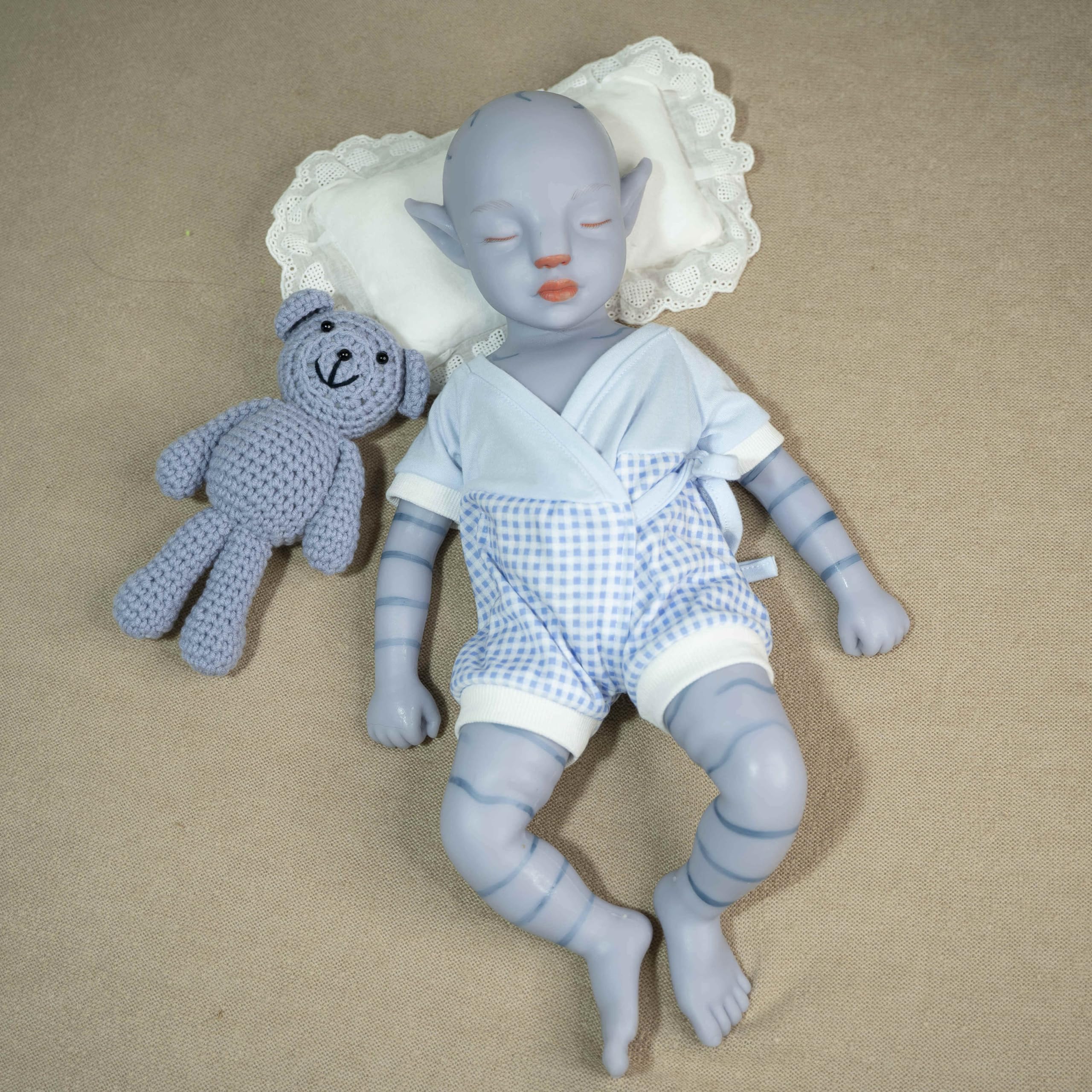 46cm Full Silicone Reborn Baby Doll Blue Avatar Silicone Baby Doll Looks Real Baby Doll (Boy)