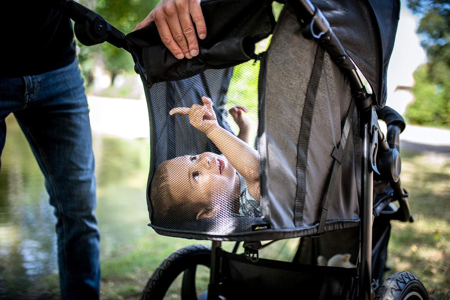 Runner 2, Black - Robust All Terrain Pushchair with Raincover, XL Pneumatic Air Wheels, UPF 50+, Reclining Backrest from Birth up to 22 kg, Height-Adjustable Handle, XL Mesh Window