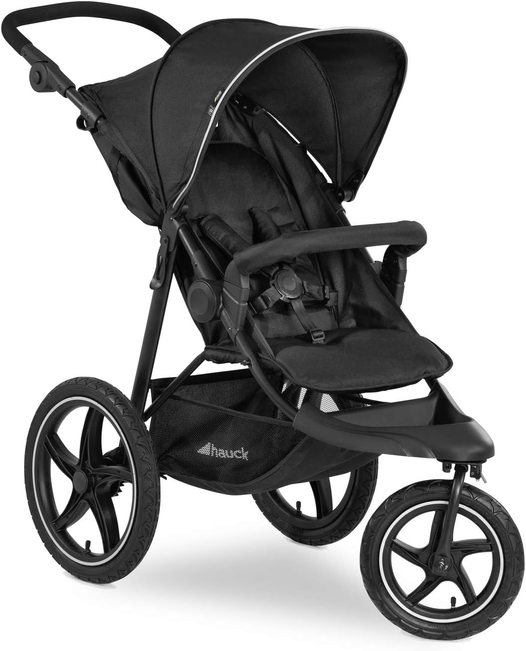 Runner 2, Black - Robust All Terrain Pushchair with Raincover, XL Pneumatic Air Wheels, UPF 50+, Reclining Backrest from Birth up to 22 kg, Height-Adjustable Handle, XL Mesh Window